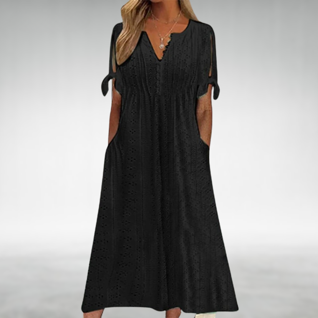 IMOGEN | FLOWING MIDI DRESS WITH ELEGANT DRAPE AND TUMMY COVERAGE