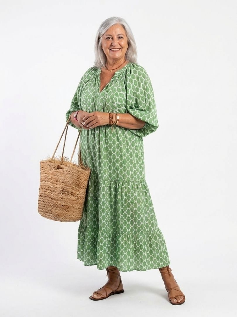 APOLLINE | ELEGANT TIERED MIDI DRESS WITH FLATTERING DRAPE