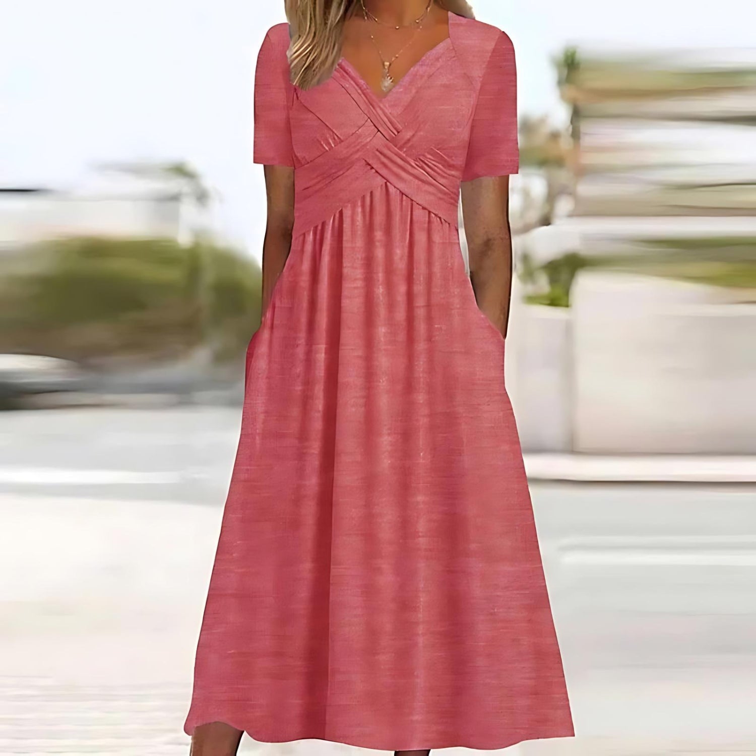 ORLA | FLATTERING A-LINE MIDI DRESS WITH ELEGANT DRAPE