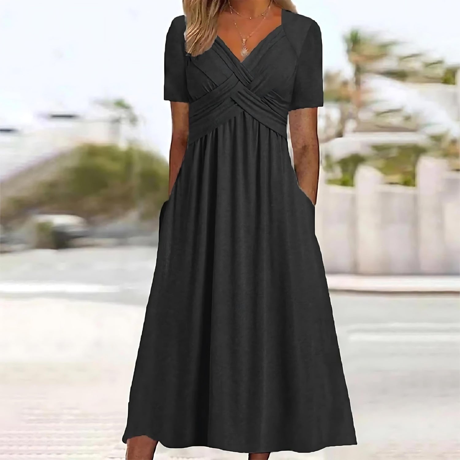 ORLA | FLATTERING A-LINE MIDI DRESS WITH ELEGANT DRAPE