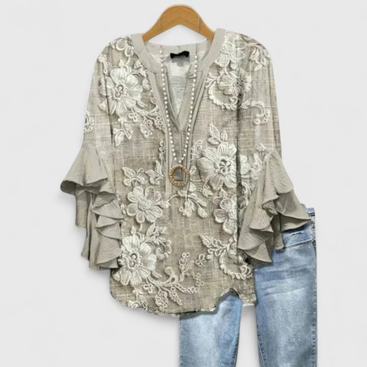 ROSIE | FLATTERING RUFFLE SLEEVE BLOUSE WITH REFINED SILHOUETTE