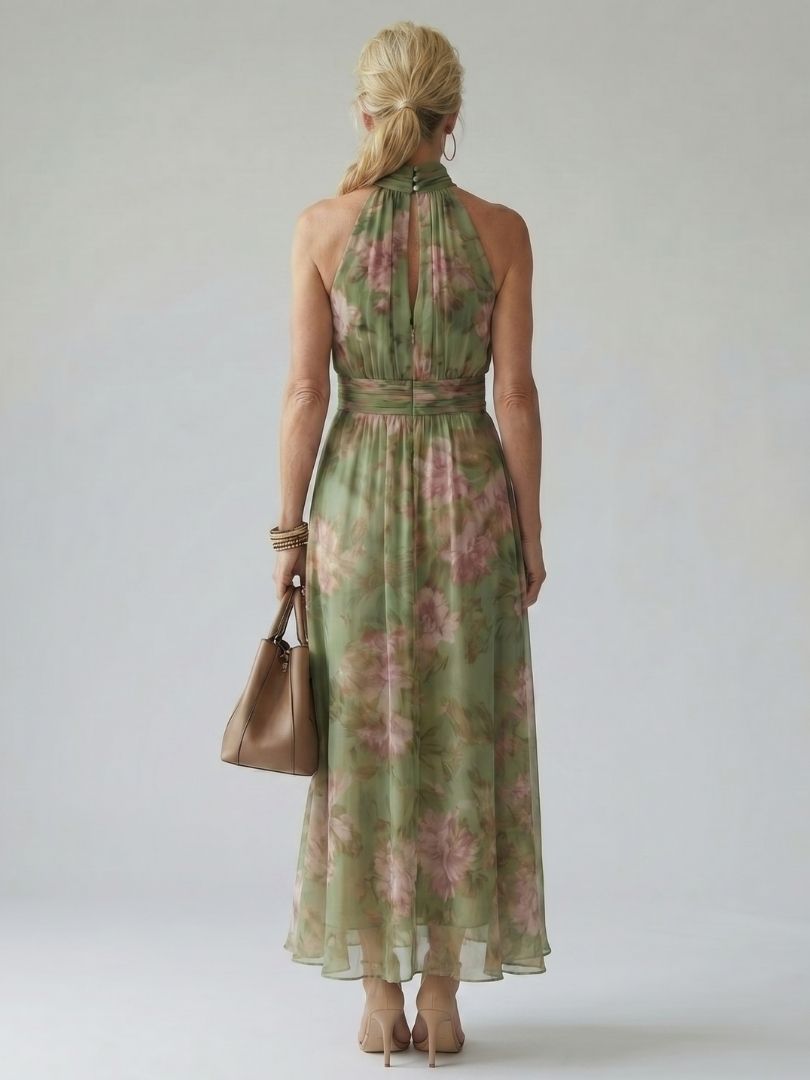 MIRELLE | ELEGANT HALTER MIDI DRESS WITH FLATTERING SILHOUETTE