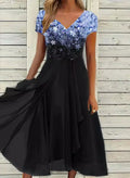 HAVEN | ELEGANT FLORAL GRADIENT MIDI DRESS