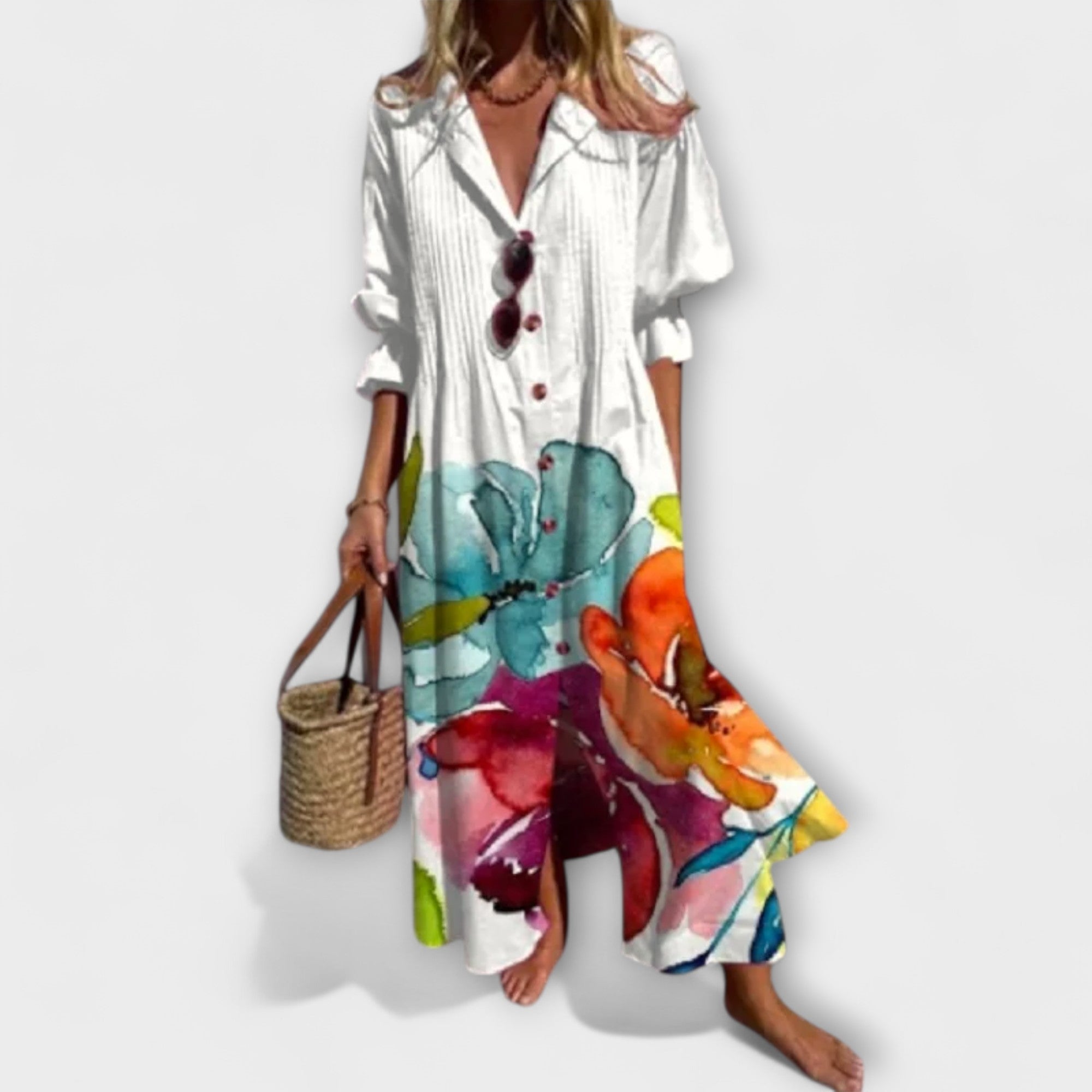 AZELLE | LUXE ABSTRACT FLORAL MAXI DRESS