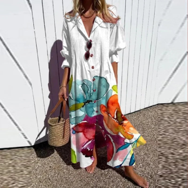 BELLA | FLOWING MAXI DRESS WITH REFINED FLORAL PRINT