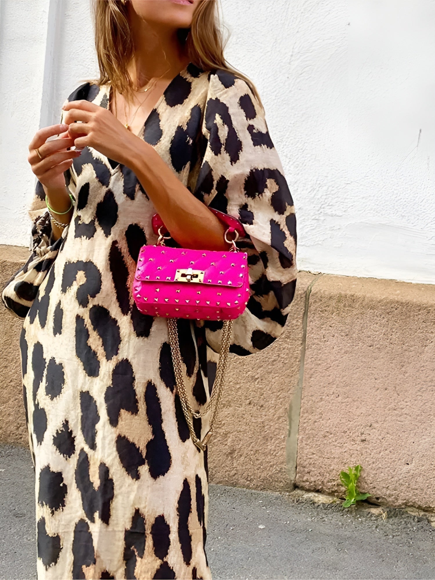 GRACE | FLATTERING LEOPARD PRINT MIDI DRESS WITH ELEGANT DRAPE