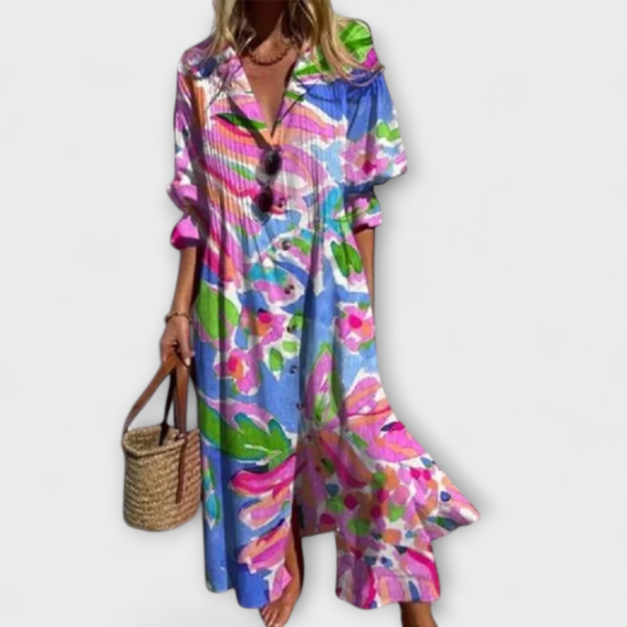AZELLE | LUXE ABSTRACT FLORAL MAXI DRESS