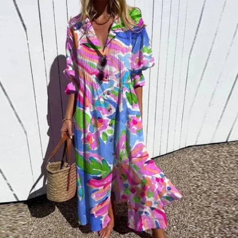 BELLA | FLOWING MAXI DRESS WITH REFINED FLORAL PRINT