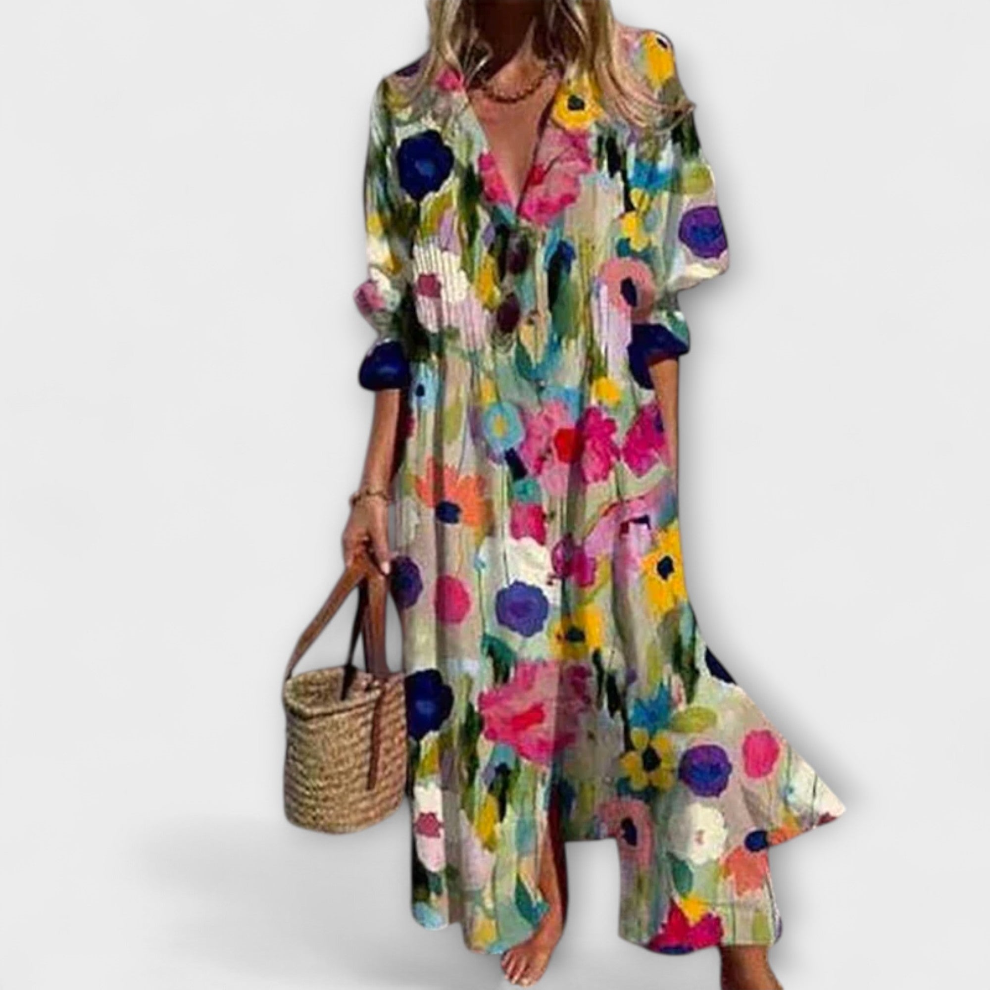 AZELLE | LUXE ABSTRACT FLORAL MAXI DRESS