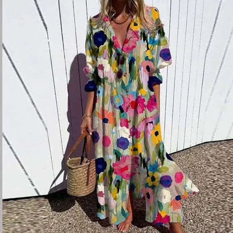 BELLA | FLOWING MAXI DRESS WITH REFINED FLORAL PRINT