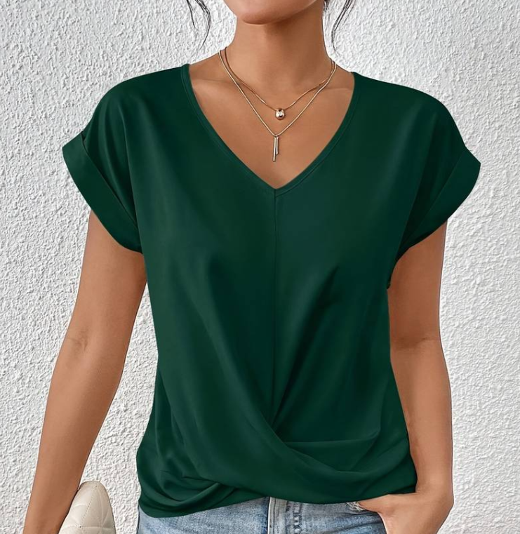GEMMA | ELEGANT TWIST-FRONT V-NECK TOP