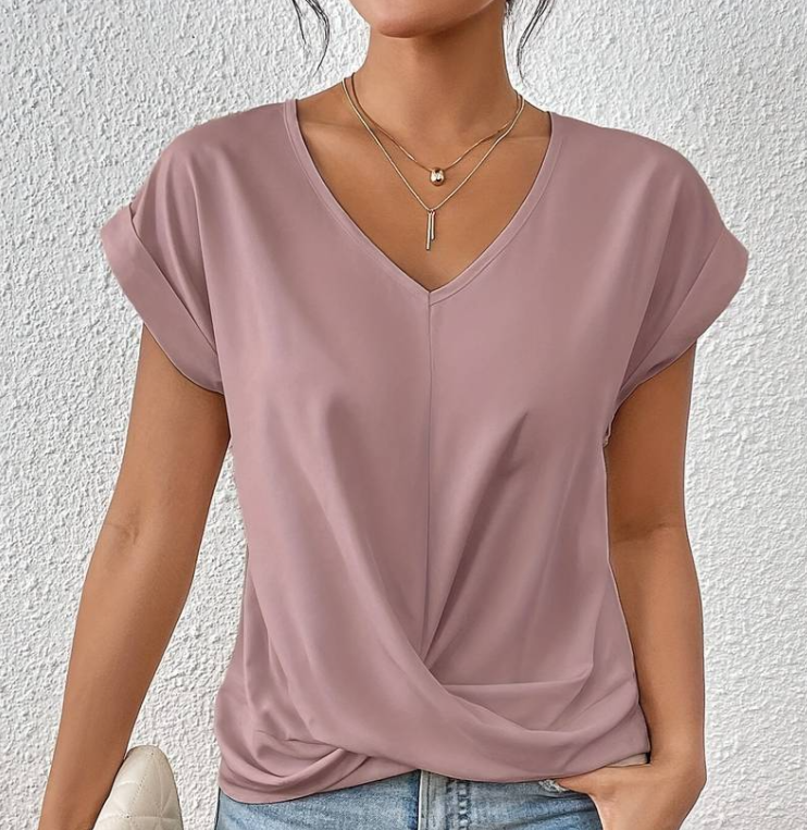 GEMMA | ELEGANT TWIST-FRONT V-NECK TOP