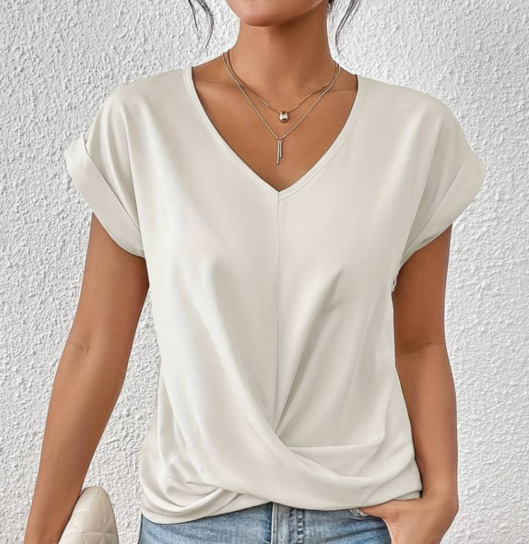GEMMA | ELEGANT TWIST-FRONT V-NECK TOP
