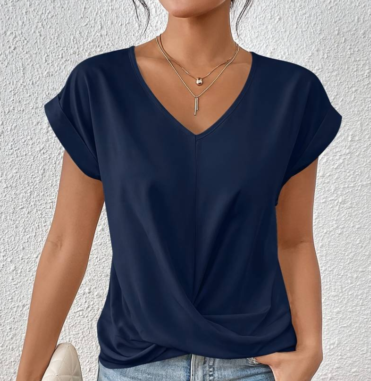 GEMMA | ELEGANT TWIST-FRONT V-NECK TOP