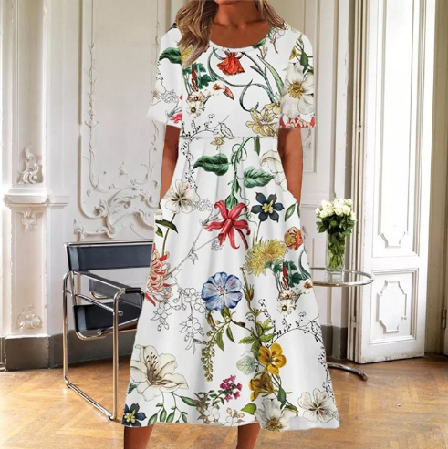 ISABELLA | FLOWING MIDI DRESS WITH ELEGANT DRAPE AND FLATTERING FIT