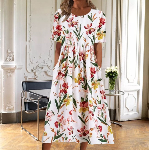 ISABELLA | FLOWING MIDI DRESS WITH ELEGANT DRAPE AND FLATTERING FIT