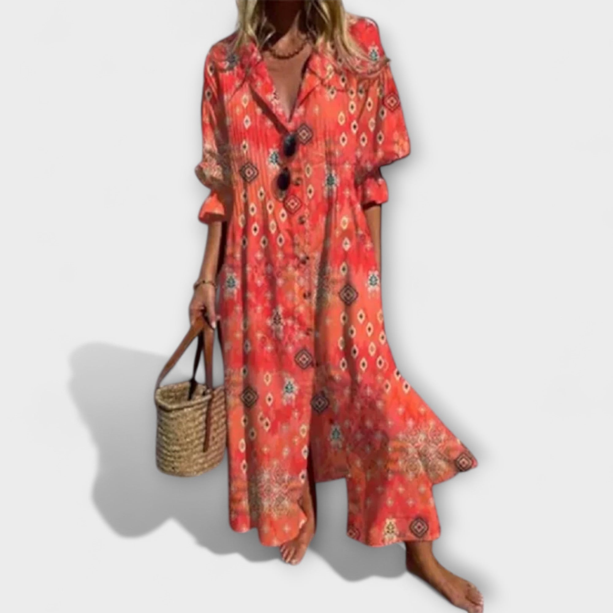 AZELLE | LUXE ABSTRACT FLORAL MAXI DRESS