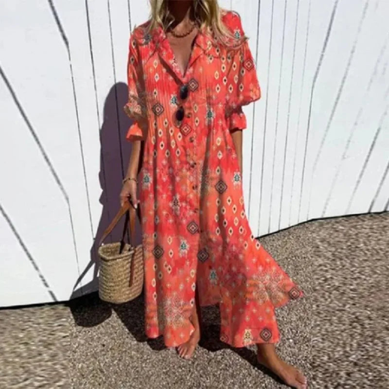 BELLA | FLOWING MAXI DRESS WITH REFINED FLORAL PRINT
