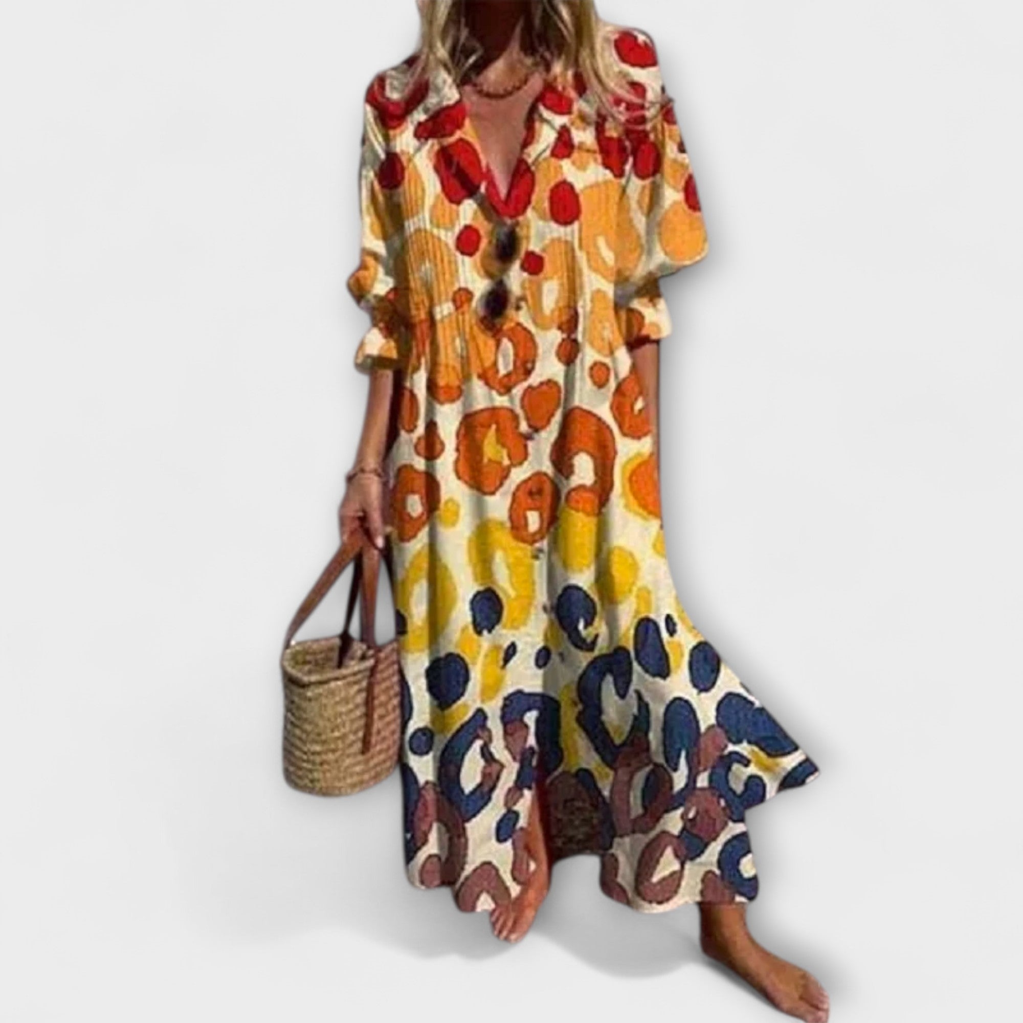 AZELLE | LUXE ABSTRACT FLORAL MAXI DRESS