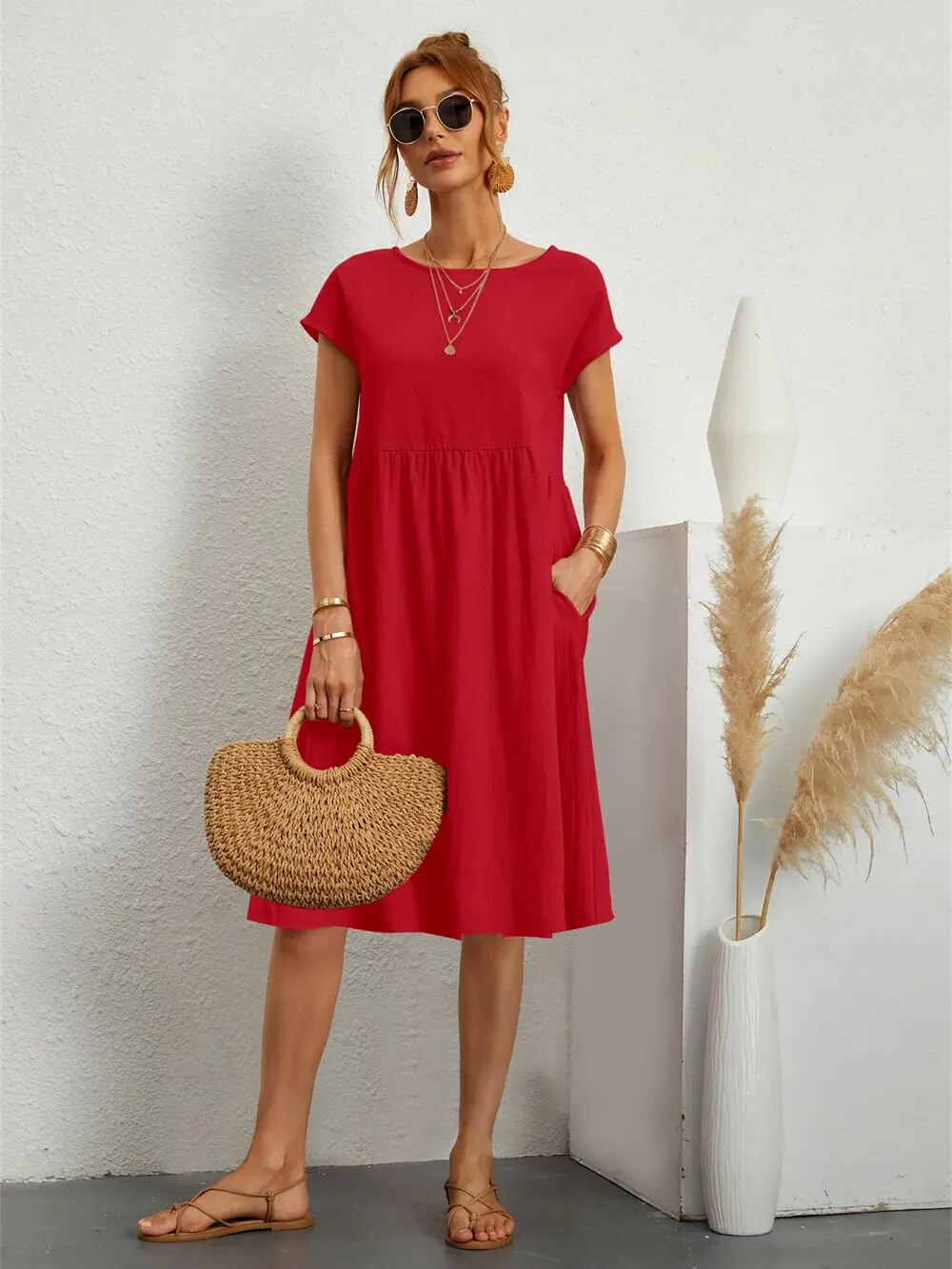 MILA | ELEGANT DRAPED DRESS WITH FLATTERING TUMMY COVERAGE