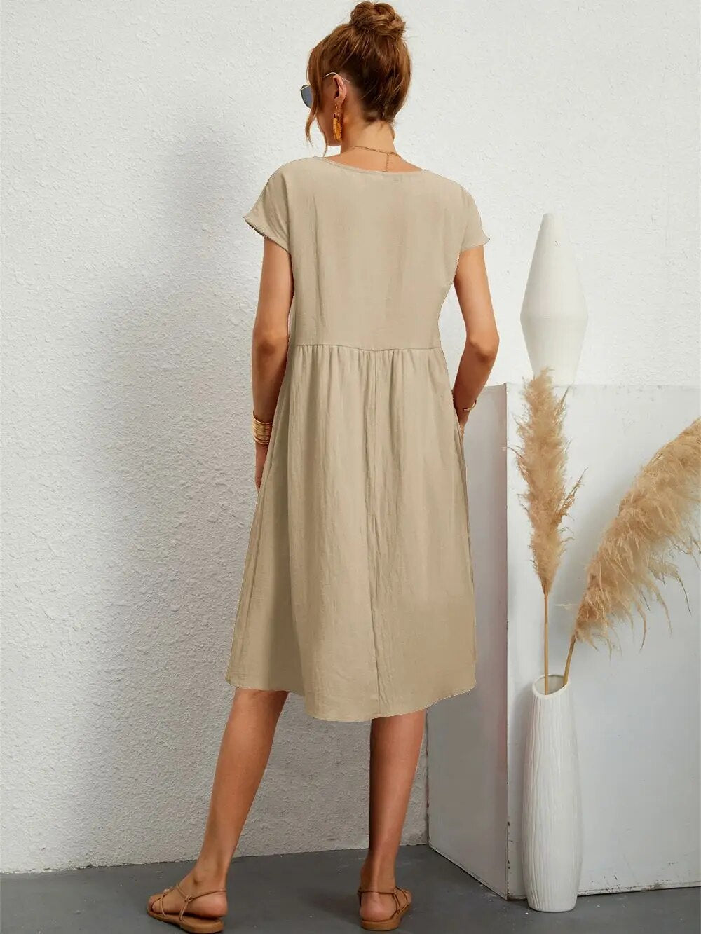 MILA | ELEGANT DRAPED DRESS WITH FLATTERING TUMMY COVERAGE