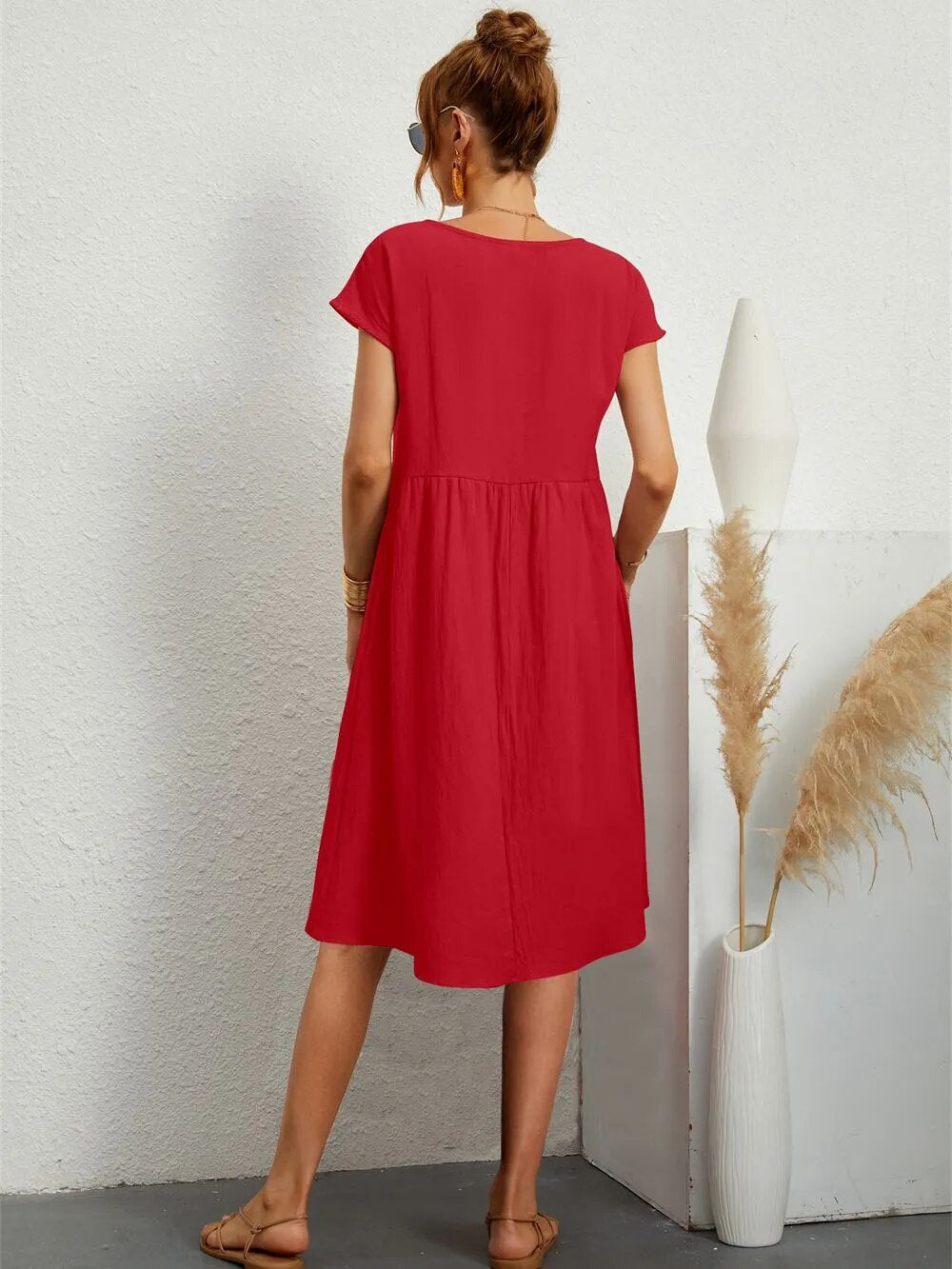 MILA | ELEGANT DRAPED DRESS WITH FLATTERING TUMMY COVERAGE