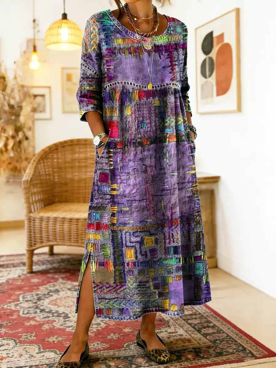 CORA | RELAXED FIT PATCHWORK DRESS WITH FLOWING SILHOUETTE
