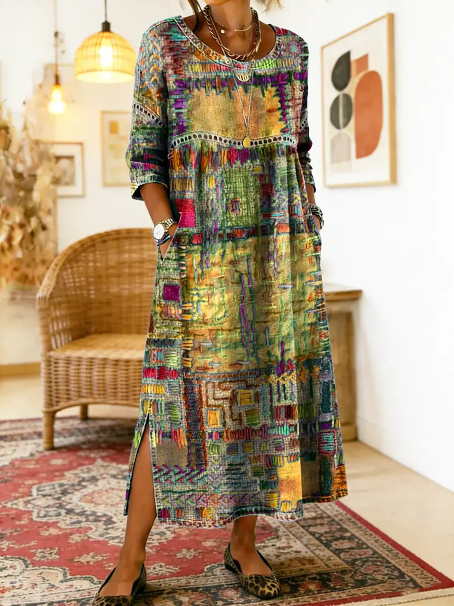 CORA | RELAXED FIT PATCHWORK DRESS WITH FLOWING SILHOUETTE