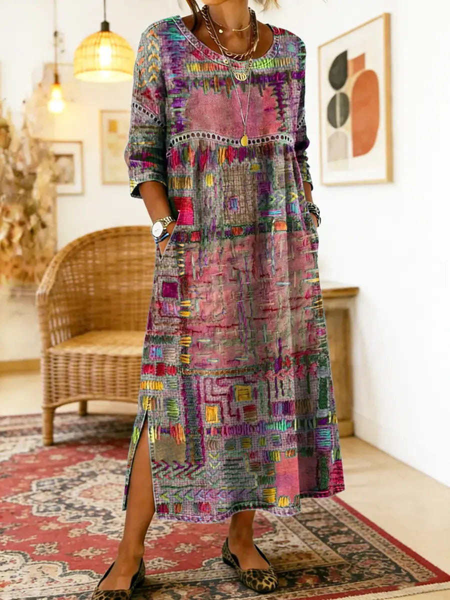 CORA | RELAXED FIT PATCHWORK DRESS WITH FLOWING SILHOUETTE