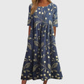 ELEANOR | FLOWING MIDI DRESS WITH EMBROIDERED ELEGANCE
