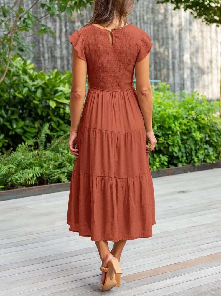 EVELYN | ELEGANT TUMMY-COVERAGE DRESS WITH FLATTERING DRAPE