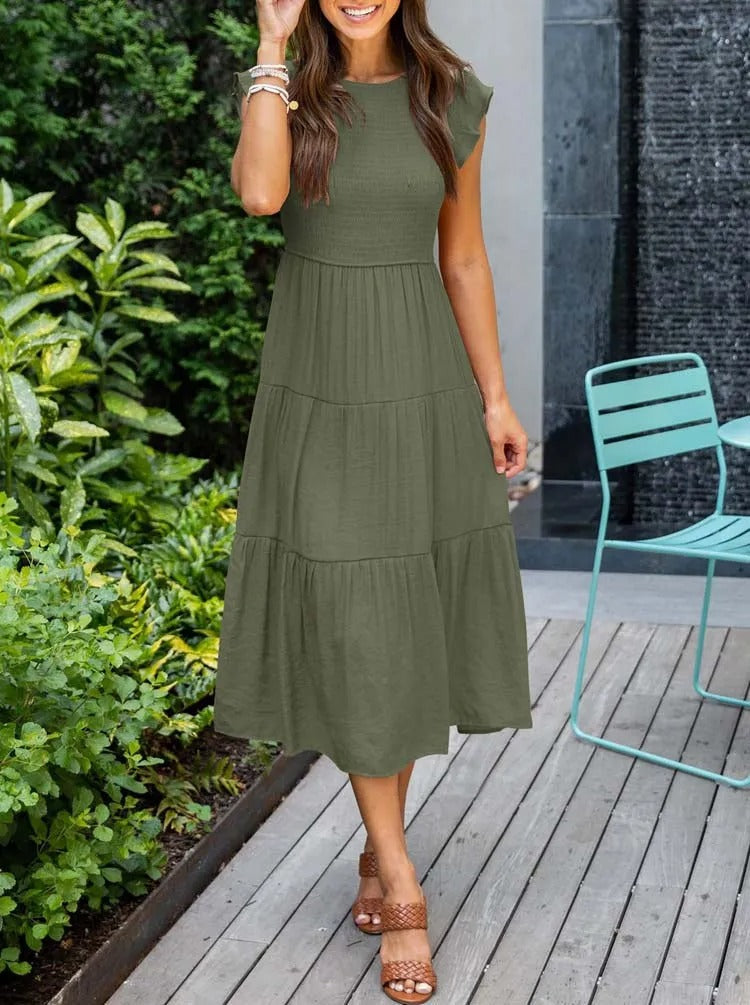 EVELYN | ELEGANT TUMMY-COVERAGE DRESS WITH FLATTERING DRAPE