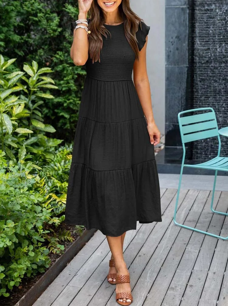 EVELYN | ELEGANT TUMMY-COVERAGE DRESS WITH FLATTERING DRAPE