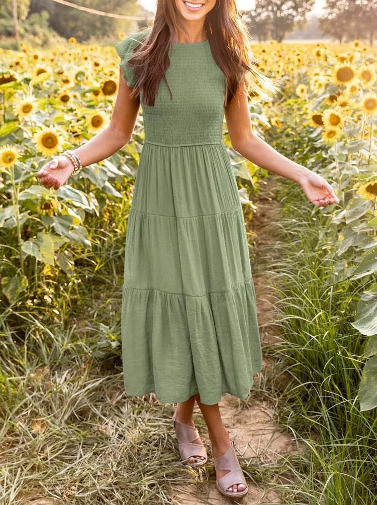 EVELYN | ELEGANT TUMMY-COVERAGE DRESS WITH FLATTERING DRAPE