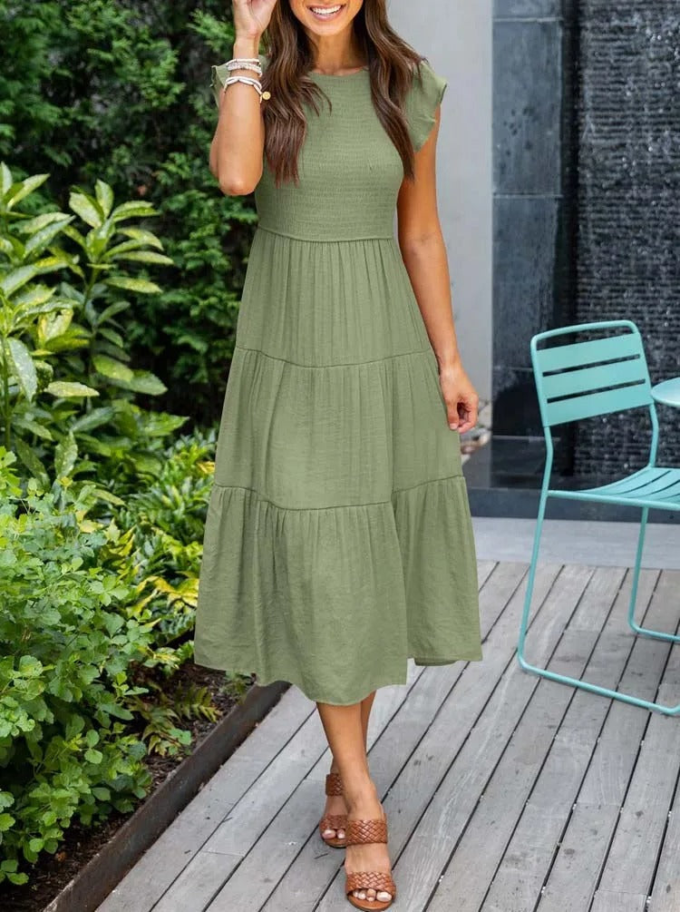 EVELYN | ELEGANT TUMMY-COVERAGE DRESS WITH FLATTERING DRAPE