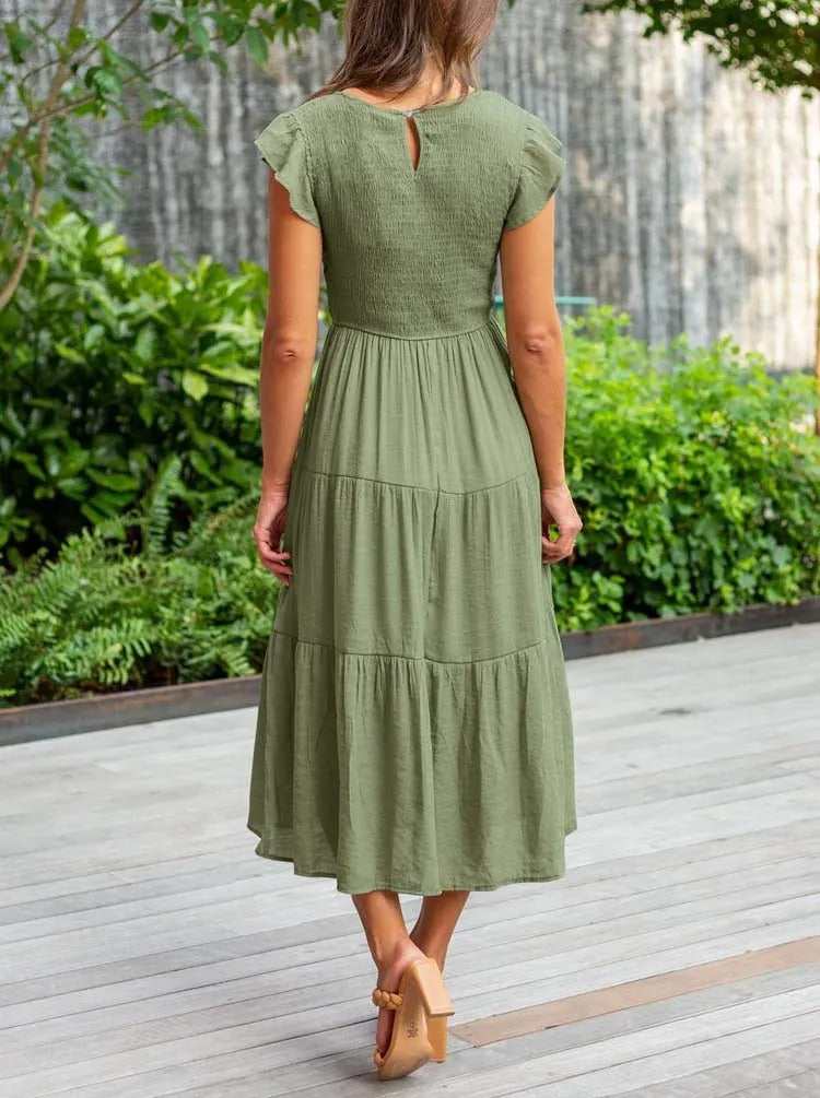 EVELYN | ELEGANT TUMMY-COVERAGE DRESS WITH FLATTERING DRAPE
