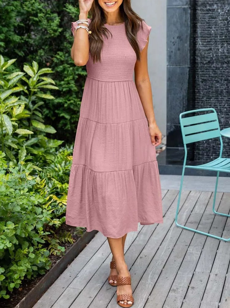 EVELYN | ELEGANT TUMMY-COVERAGE DRESS WITH FLATTERING DRAPE