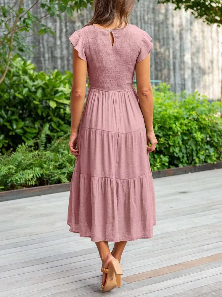 EVELYN | ELEGANT TUMMY-COVERAGE DRESS WITH FLATTERING DRAPE