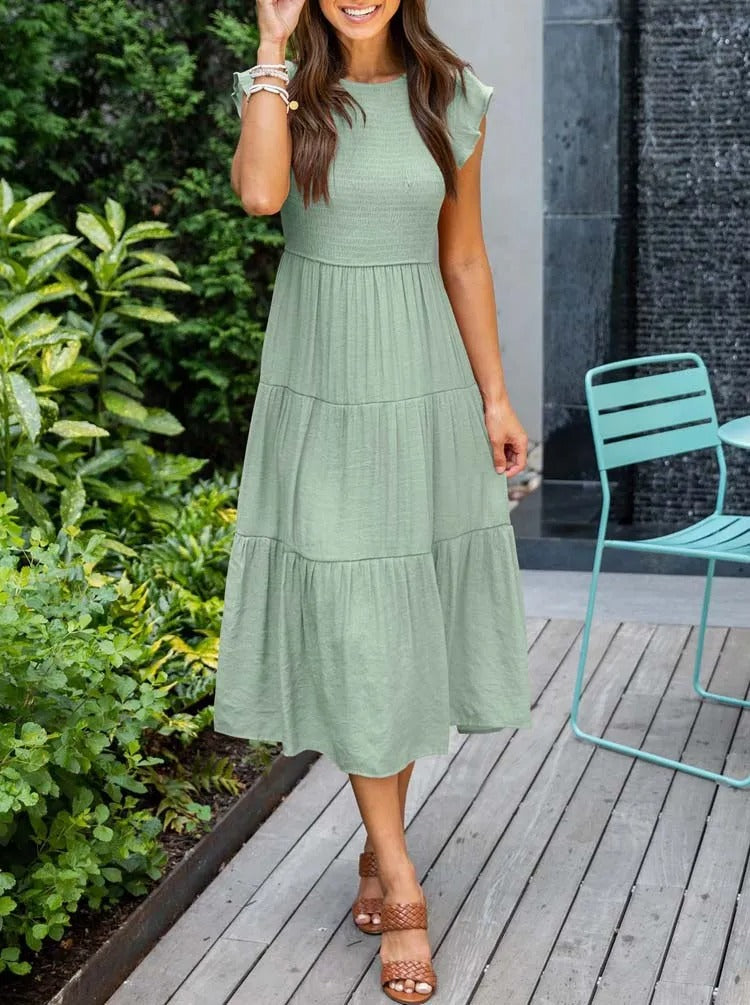 EVELYN | ELEGANT TUMMY-COVERAGE DRESS WITH FLATTERING DRAPE