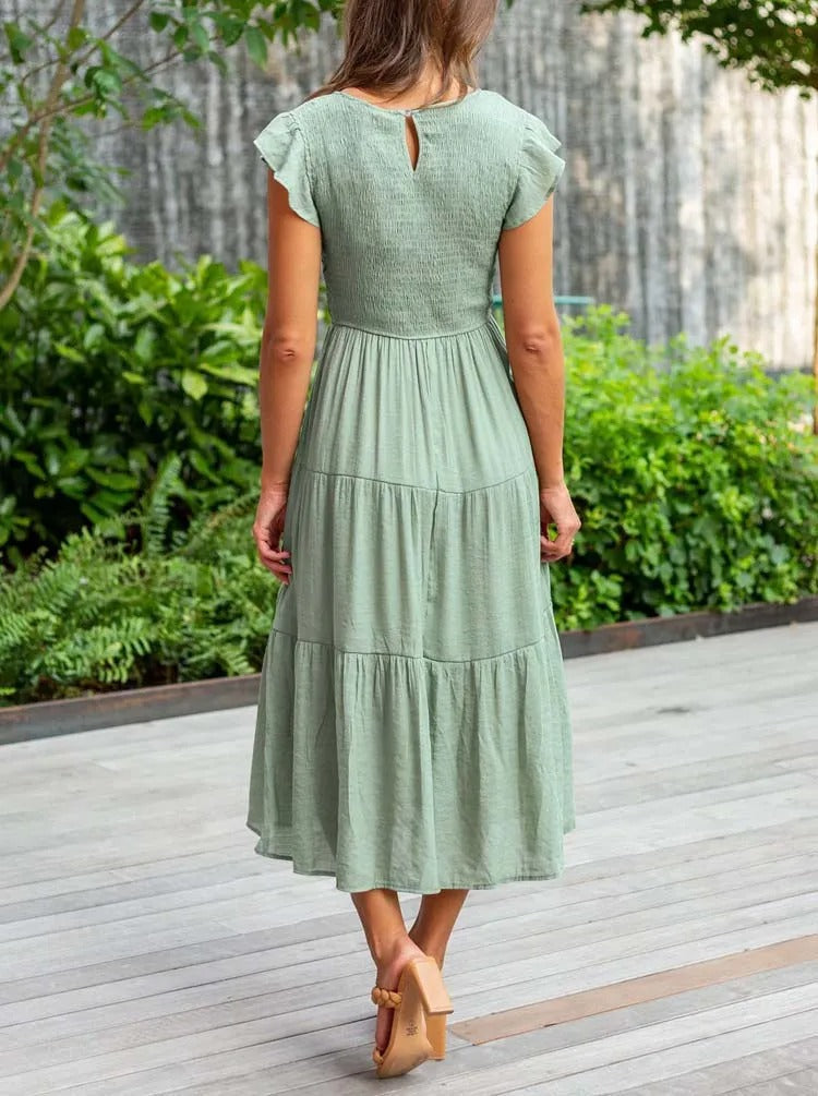 EVELYN | ELEGANT TUMMY-COVERAGE DRESS WITH FLATTERING DRAPE