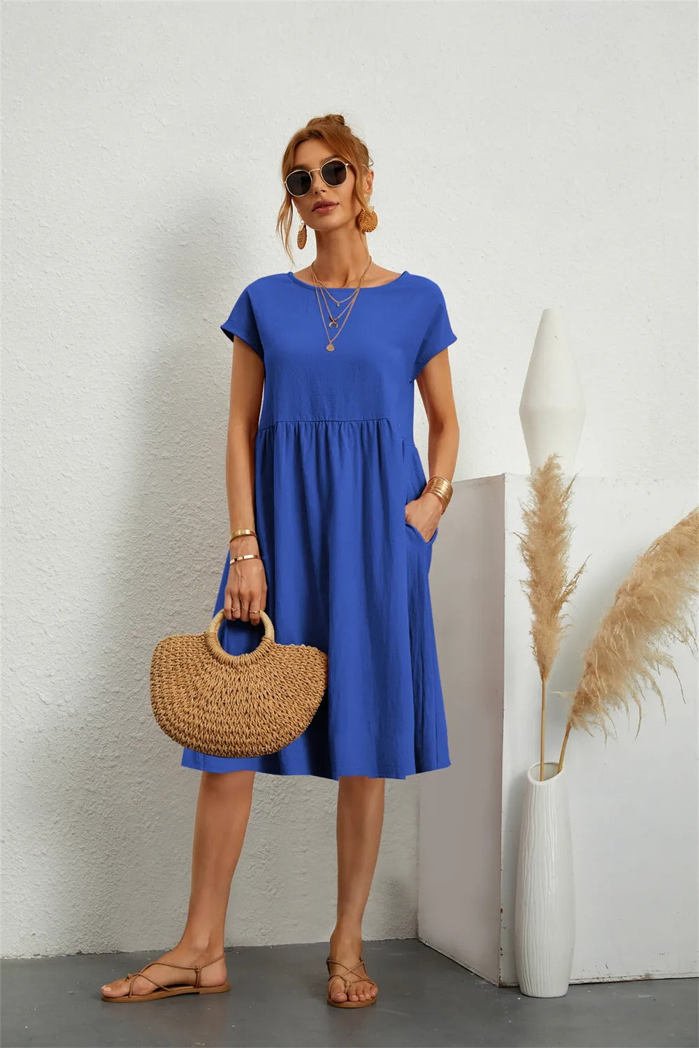 MILA | ELEGANT DRAPED DRESS WITH FLATTERING TUMMY COVERAGE