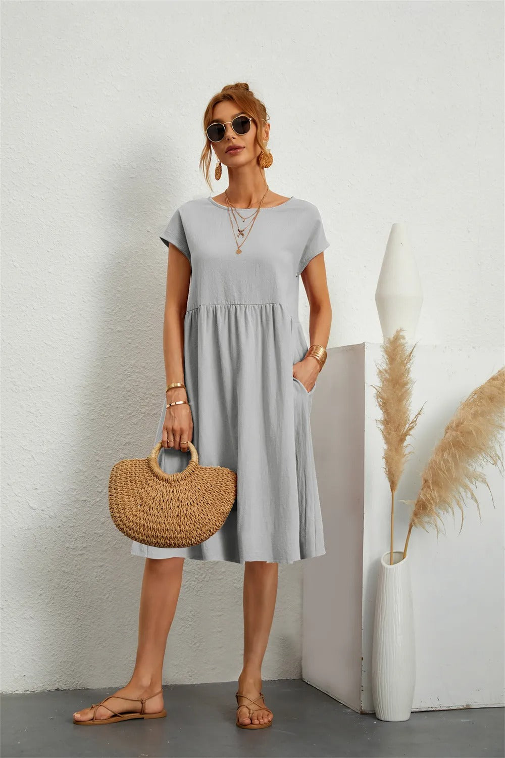 MILA | ELEGANT DRAPED DRESS WITH FLATTERING TUMMY COVERAGE