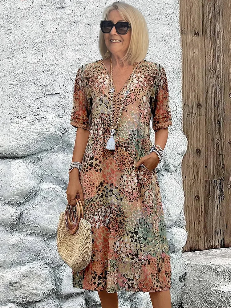 HEATHER | VIBRANT MIDI DRESS WITH ELEGANT TUMMY COVERAGE