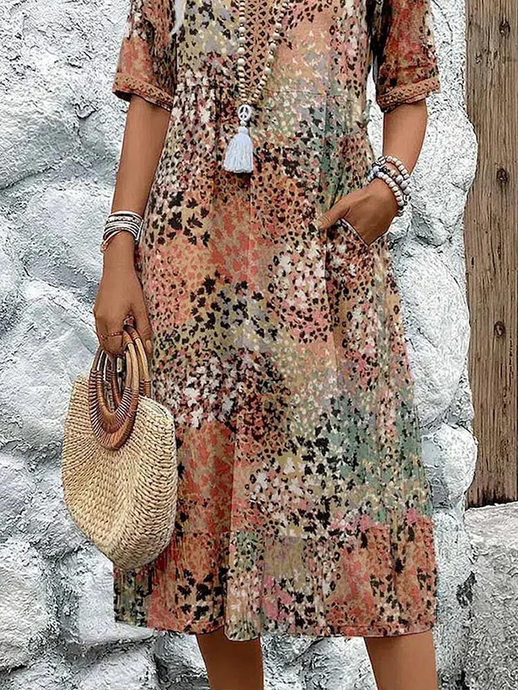 HEATHER | VIBRANT MIDI DRESS WITH ELEGANT TUMMY COVERAGE
