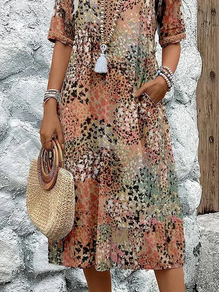HEATHER | VIBRANT MIDI DRESS WITH ELEGANT TUMMY COVERAGE