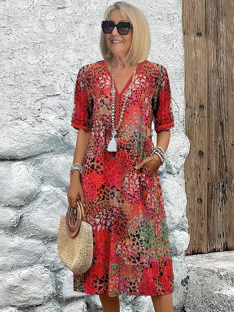 HEATHER | VIBRANT MIDI DRESS WITH ELEGANT TUMMY COVERAGE
