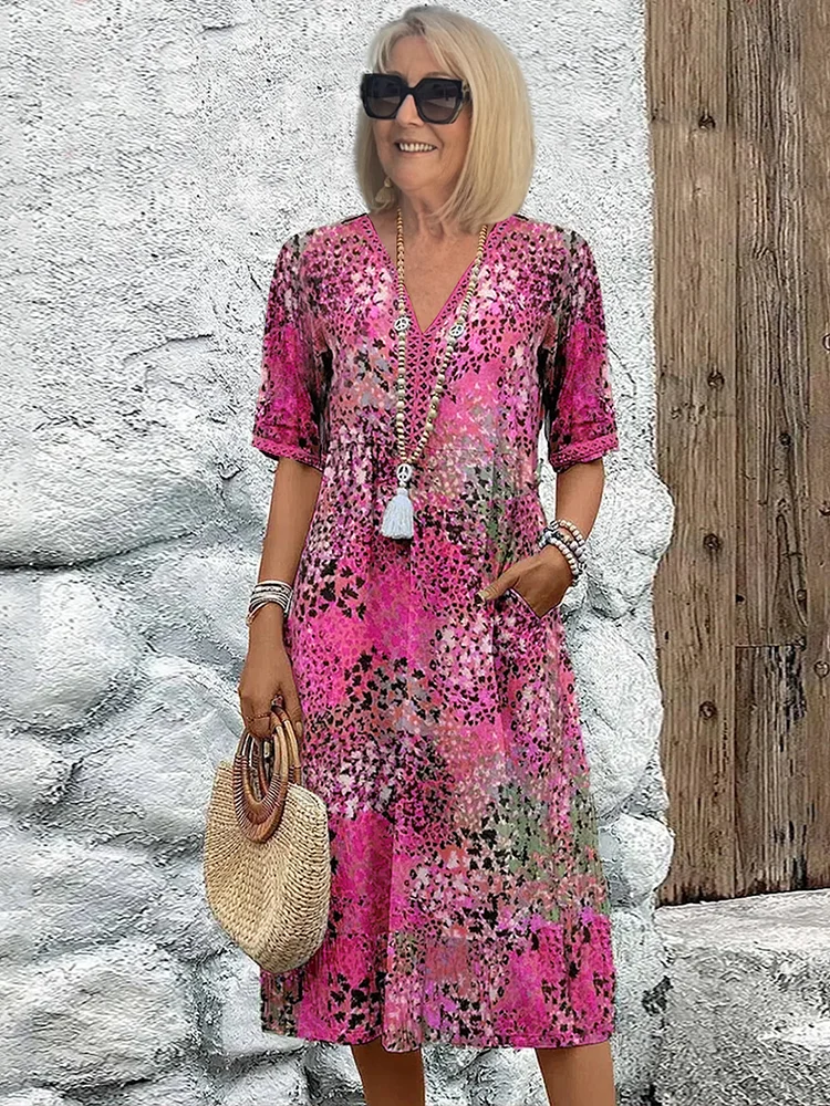 HEATHER | VIBRANT MIDI DRESS WITH ELEGANT TUMMY COVERAGE