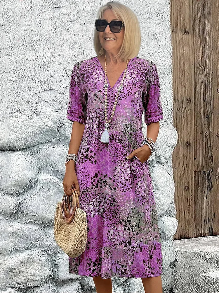 HEATHER | VIBRANT MIDI DRESS WITH ELEGANT TUMMY COVERAGE