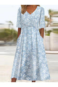 CAMILLE | ELEGANT FLORAL TUMMY-COVERAGE MIDI DRESS