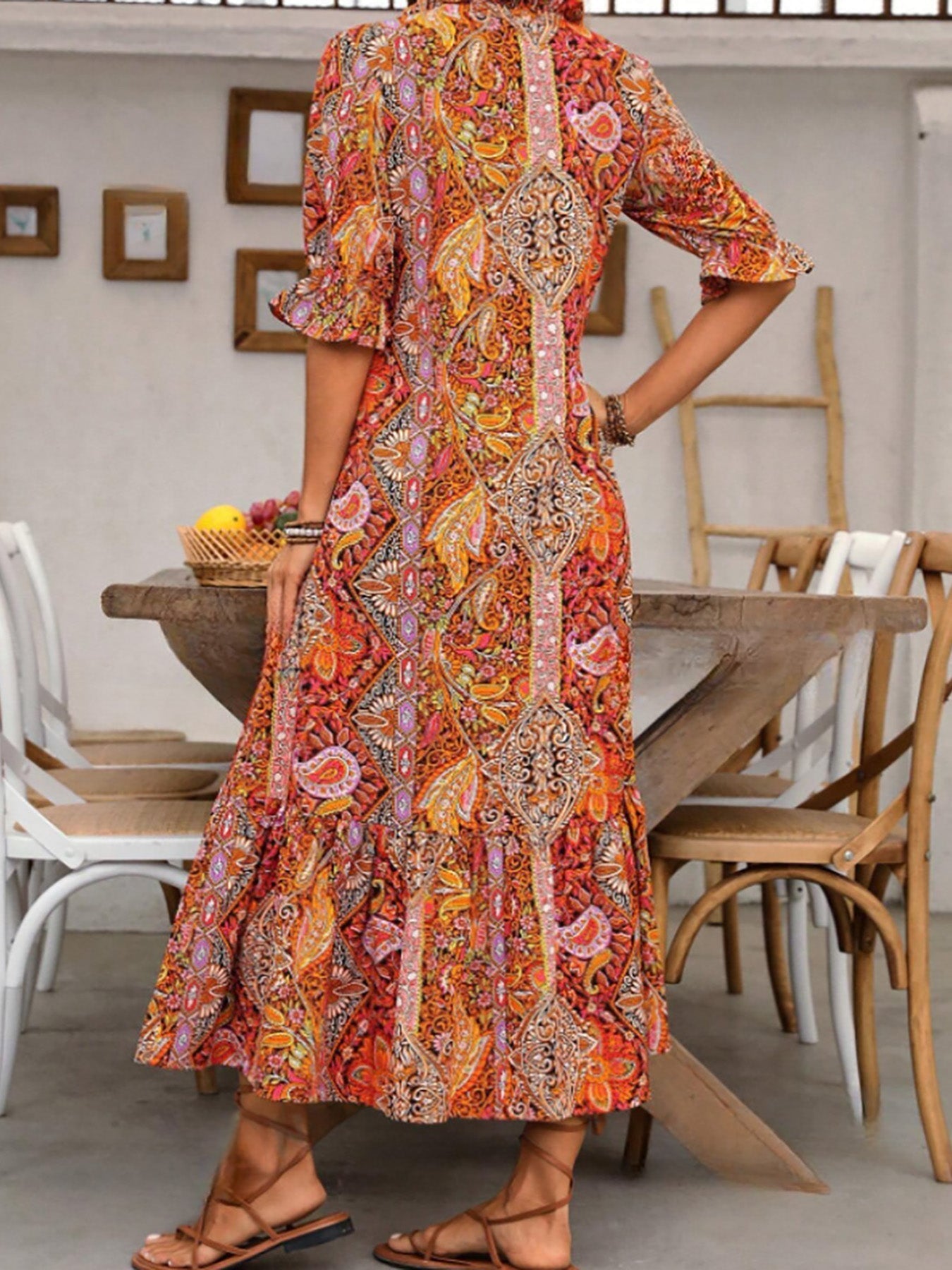 CLODAGH | FLATTERING BOHO MIDI DRESS WITH ELEGANT DRAPE